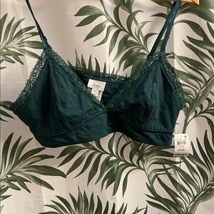 Jenni Deep Green Lace Trim Bralette